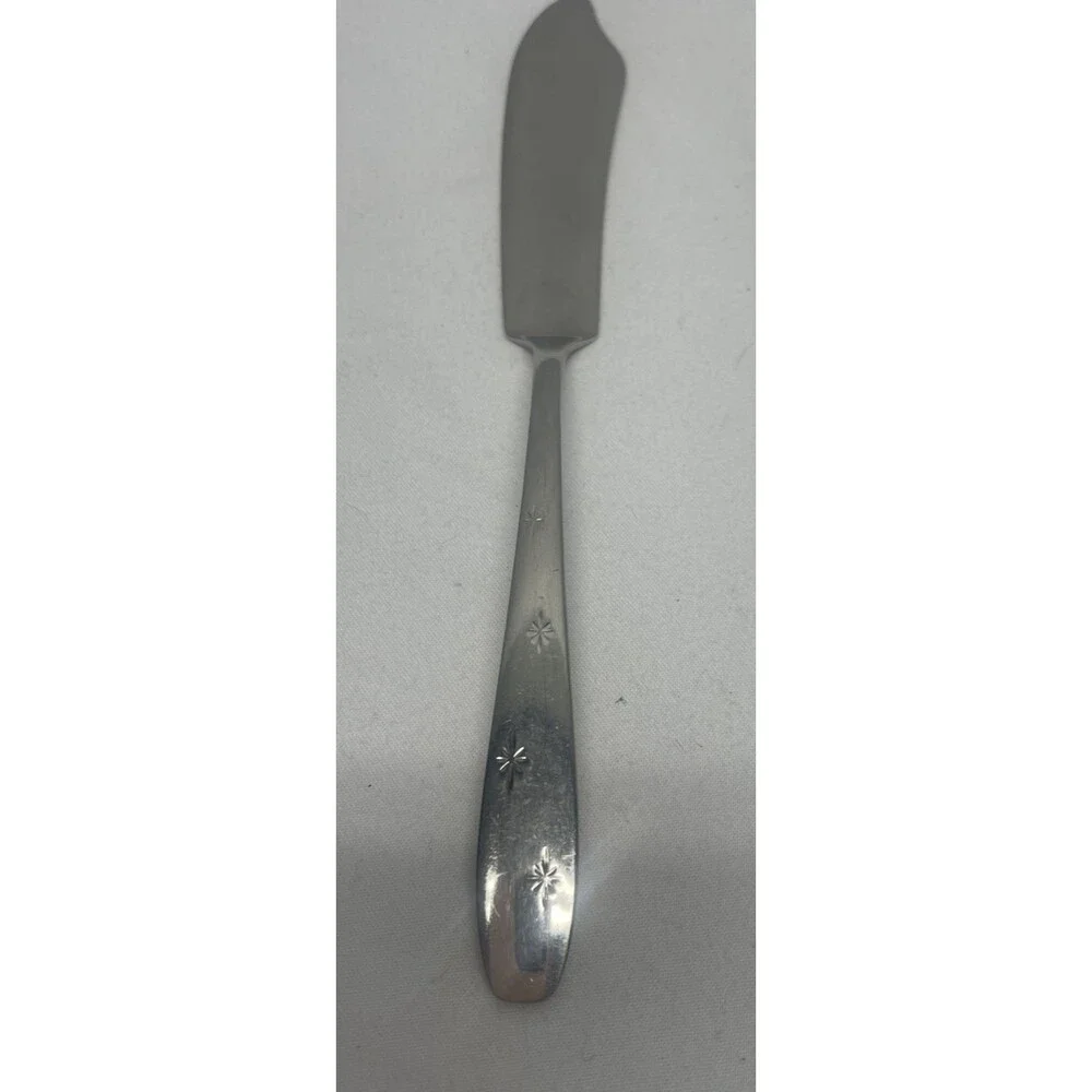 Wallace North Star Starburst MCM Stainless Flatware Butter Knife Spreader 7